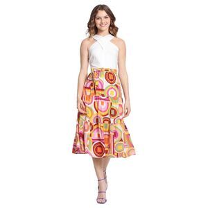 Donna Morgan Women's Criss Cross Halter Tie Waist Dress With Tiered Skirt 2 Cre